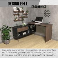 Mesa Escrivaninha Em L Com Porta E 6 Nichos Hawaii Ipê/preto - 7