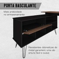 Mesa Escrivaninha Em L Com Porta E 6 Nichos Hawaii Ipê/preto - 10