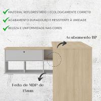 Mesa Escrivaninha Em L Com Porta E 6 Nichos Hawaii Carvalho/branco - 5