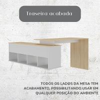 Mesa Escrivaninha Em L Com Porta E 6 Nichos Hawaii Carvalho/branco - 6