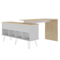 Mesa Escrivaninha Em L Com Porta E 6 Nichos Hawaii Carvalho/branco - 9