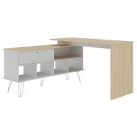 Mesa Escrivaninha Em L Com Porta E 6 Nichos Hawaii Carvalho/branco - 10