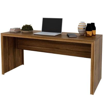 Mesa para Escritório Retangular Mesa para Escritório Escrivaninha 163 cm Nogal Moderno MDF Marrom