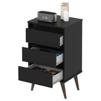 Mesa De Cabeceira 3 Gavetas Com Pés Palito Woon Preto - 2