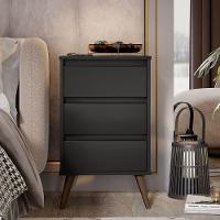 Mesa De Cabeceira 3 Gavetas Com Pés Palito Woon Preto - 6