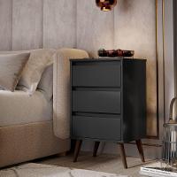 Mesa De Cabeceira 3 Gavetas Com Pés Palito Woon Preto - 7