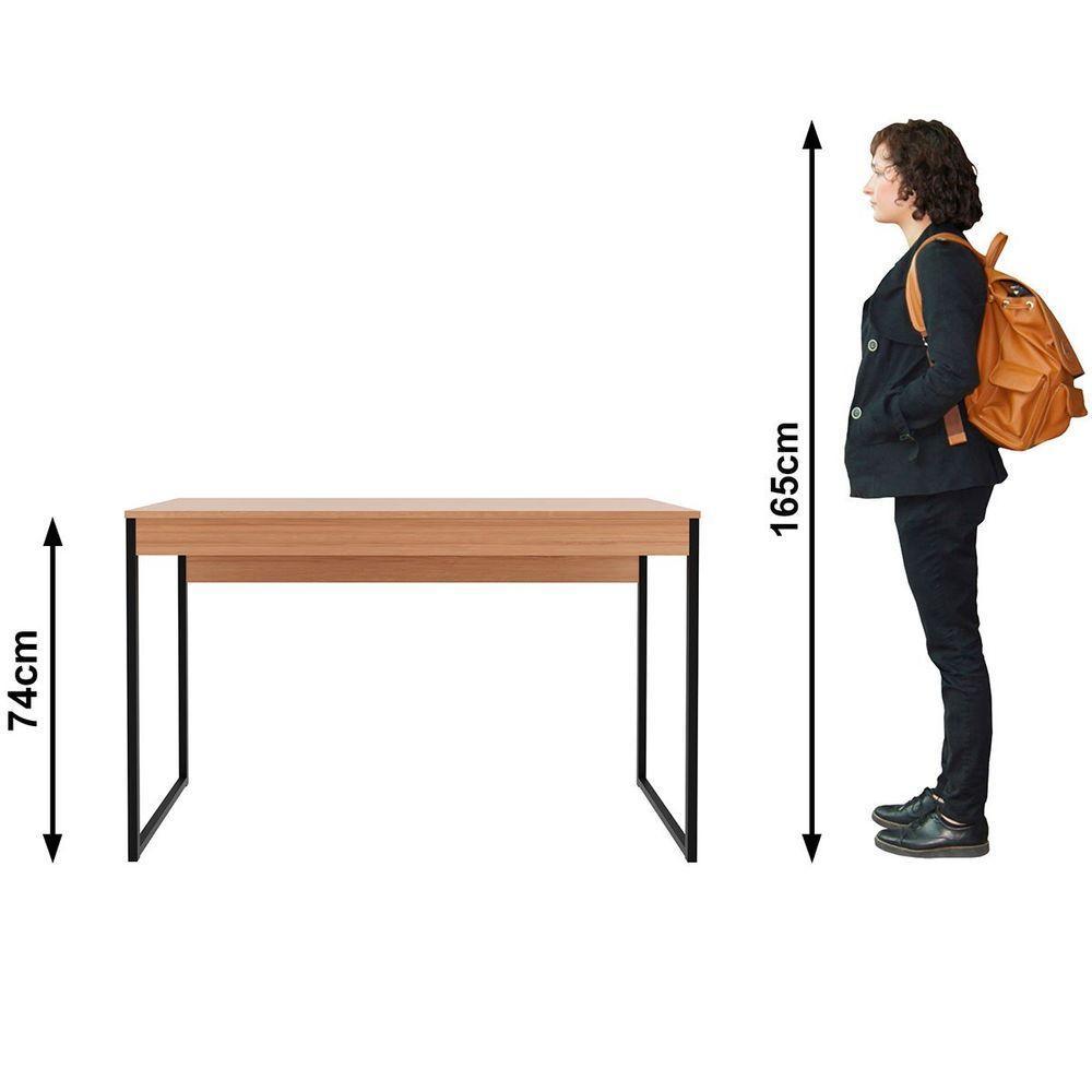 Mesa Para Escritório Escrivaninha Estilo Industrial Amêndoa/preto - 4