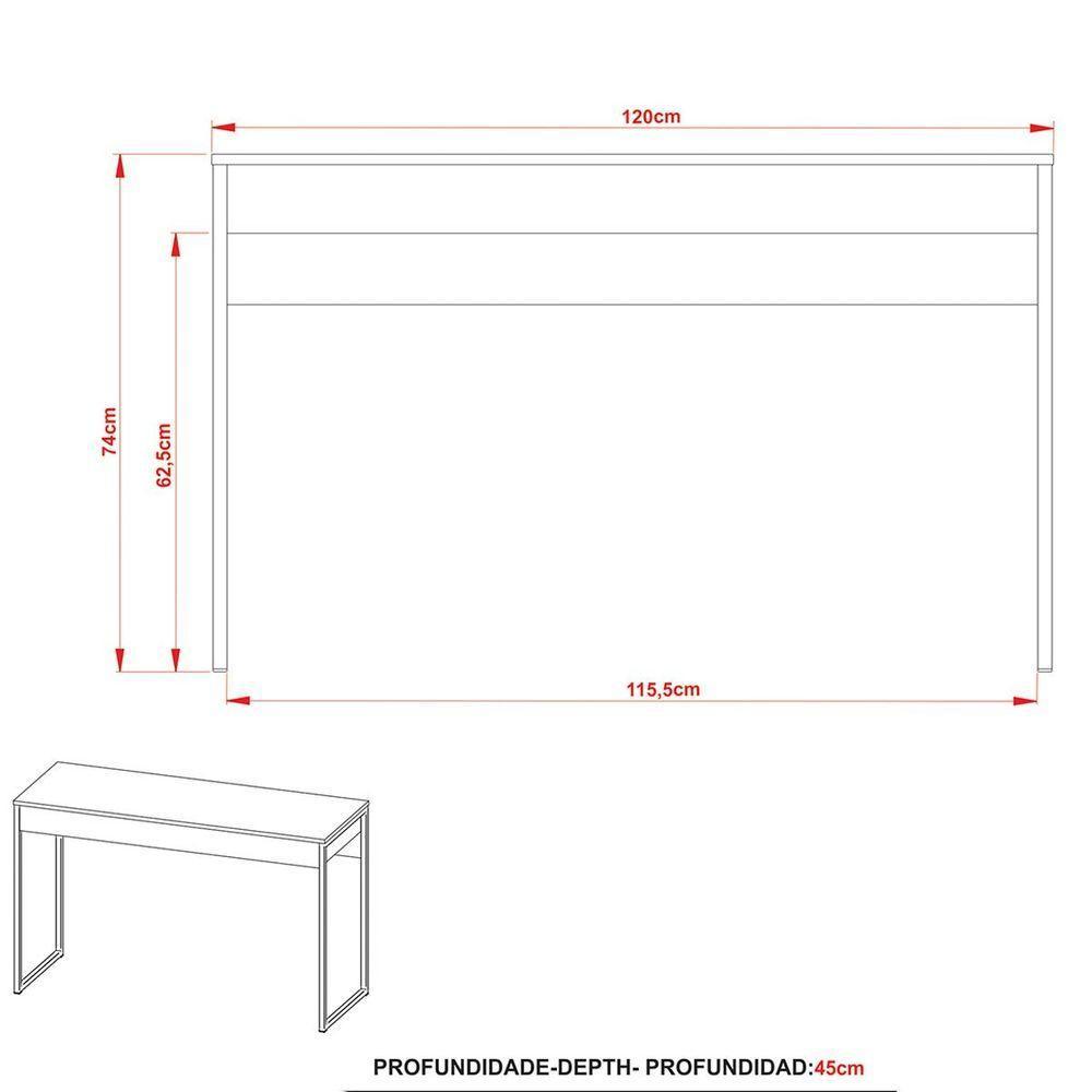 Mesa Para Escritório Escrivaninha Estilo Industrial Amêndoa/preto - 5