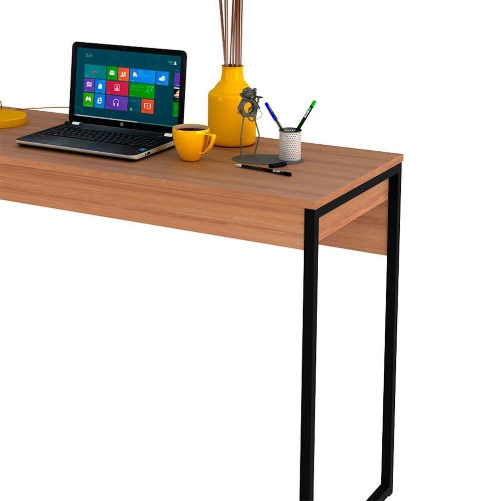 Mesa Para Escritório Escrivaninha Estilo Industrial Amêndoa/preto - 9