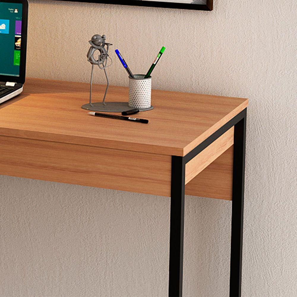 Mesa Para Escritório Escrivaninha Estilo Industrial Amêndoa/preto - 10