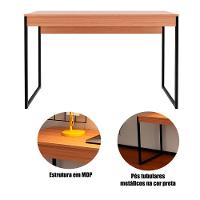 Mesa Para Escritório Escrivaninha Estilo Industrial Amêndoa/preto - 3