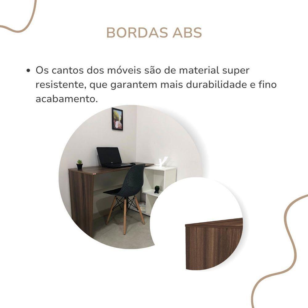 Mesa Escrivaninha Em L Com Nichos Duran Ipê/branco - 8