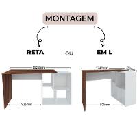 Mesa Escrivaninha Em L Com Nichos Duran Ipê/branco - 9