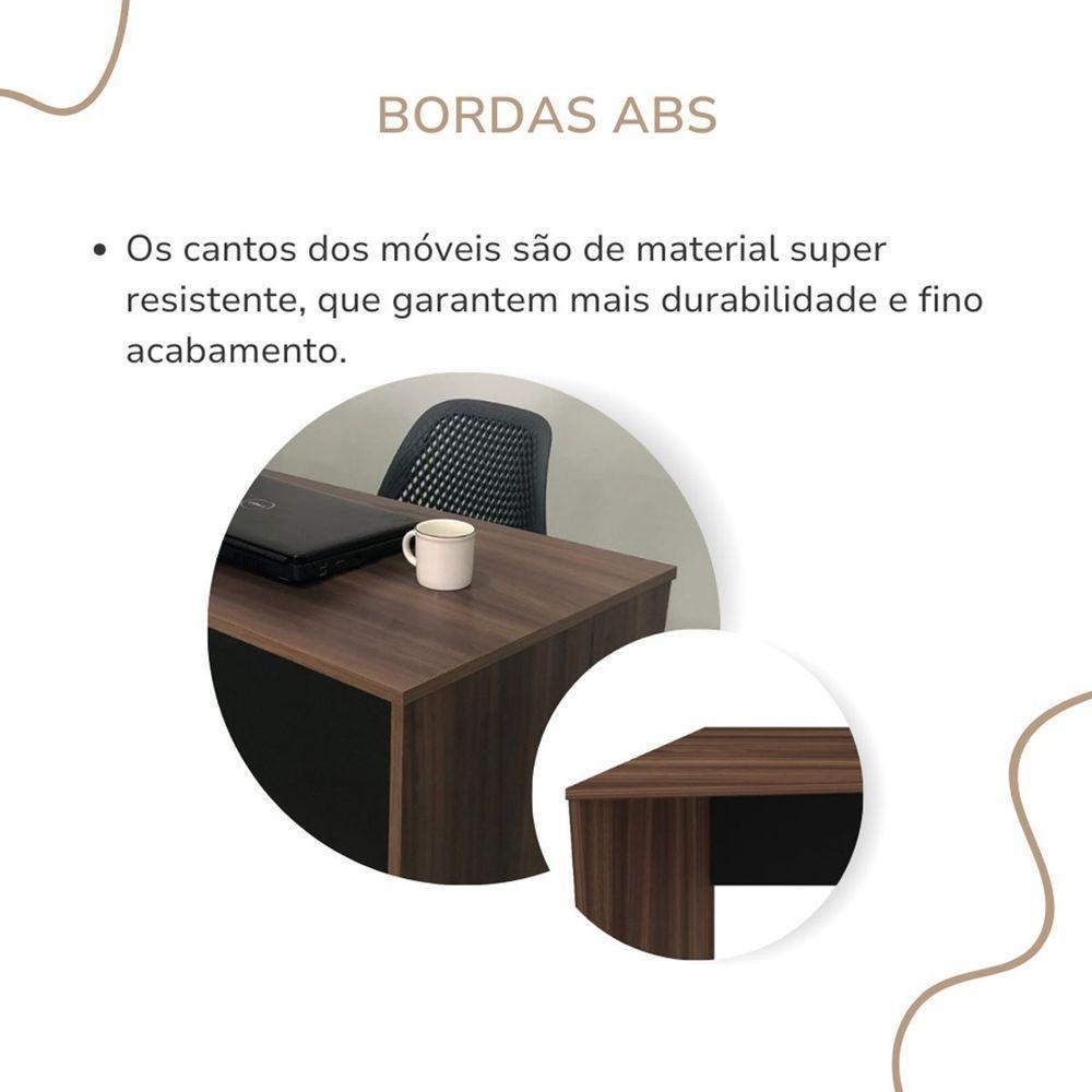 Mesa Escrivaninha Em L Com Nichos Duran Ipê/preto - 5