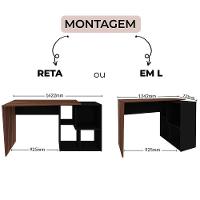 Mesa Escrivaninha Em L Com Nichos Duran Ipê/preto - 6