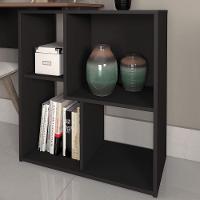 Mesa Escrivaninha Em L Com Nichos Duran Ipê/preto - 7