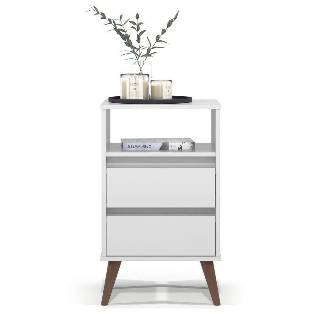 Mesa De Cabeceira 2 Gavetas Com Nicho Aroma Branco - 5
