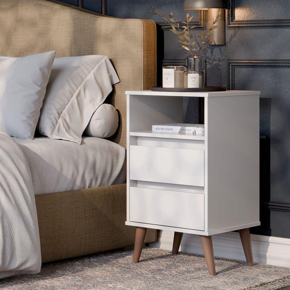 Mesa De Cabeceira 2 Gavetas Com Nicho Aroma Branco - 6