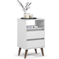 Mesa De Cabeceira 2 Gavetas Com Nicho Aroma Branco - 1