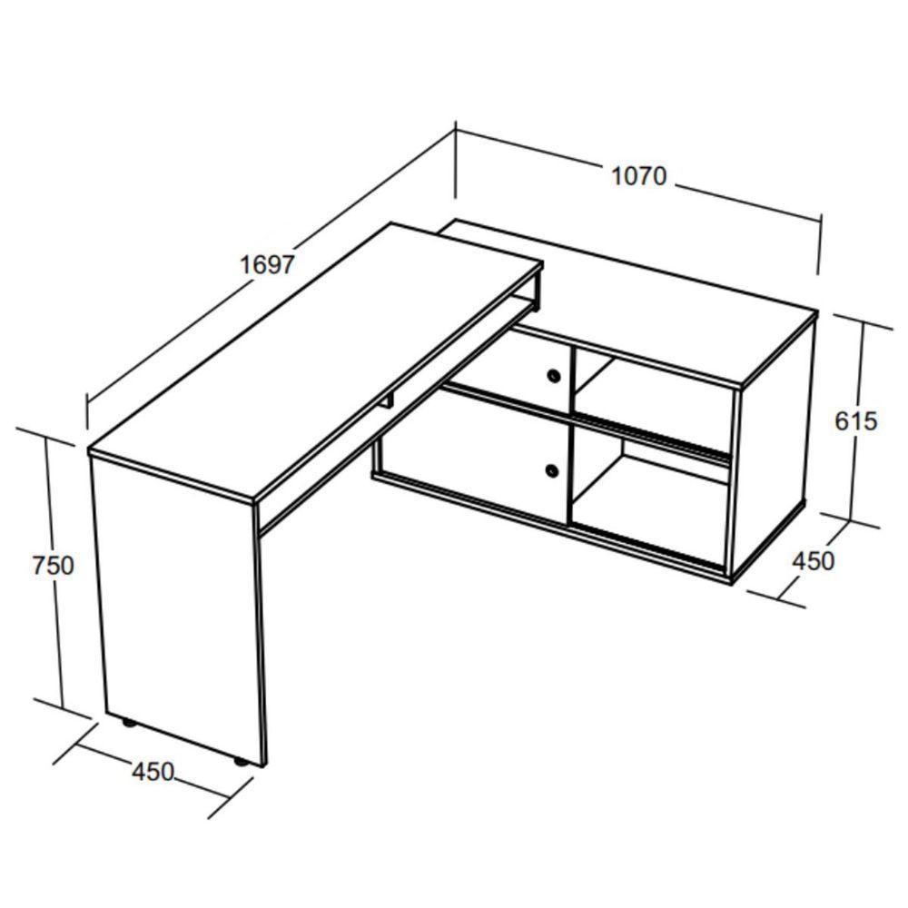 Mesa Escrivaninha 2 Portas De Correr Em L Alex Olmo/branco - 4