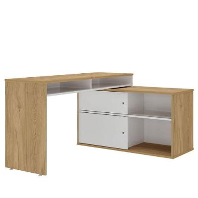 Mesa Escrivaninha em l Alex em MDF 107cm Branco com Pés Reguláveis para Home Office