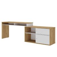 Mesa Escrivaninha 2 Portas De Correr Em L Alex Olmo/branco - 2