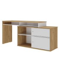 Mesa Escrivaninha 2 Portas De Correr Em L Alex Olmo/branco - 3