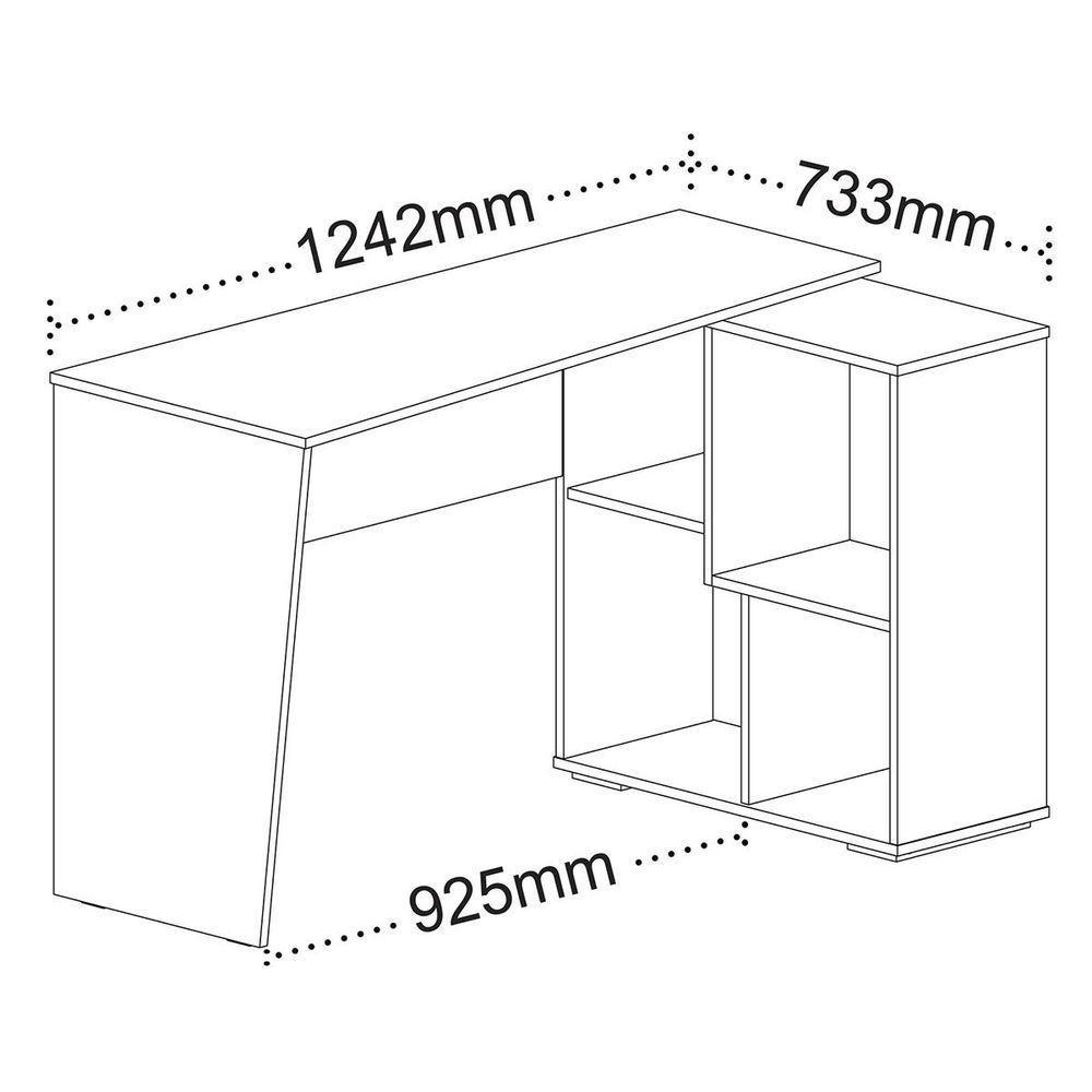 Mesa Escrivaninha Em L Com Nichos Duran Carvalho/branco - 4