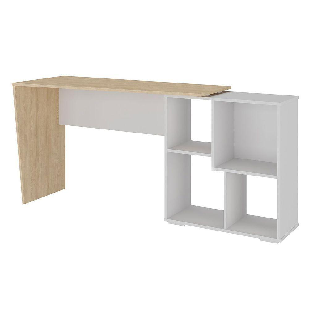 Mesa Escrivaninha Em L Com Nichos Duran Carvalho/branco - 5