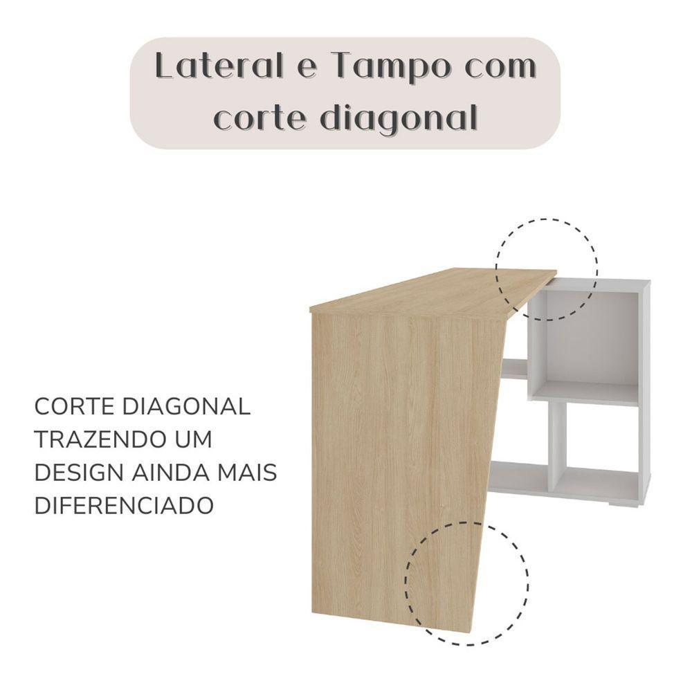 Mesa Escrivaninha Em L Com Nichos Duran Carvalho/branco - 6
