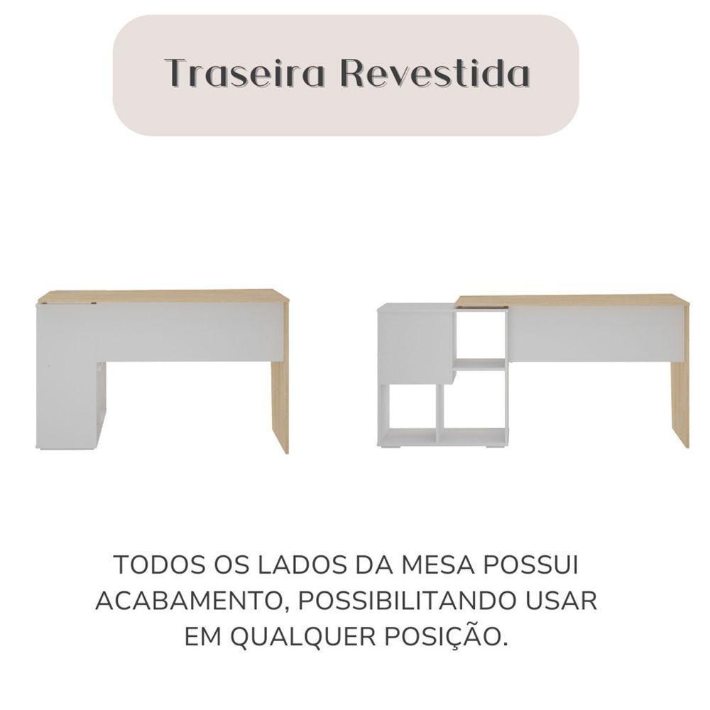 Mesa Escrivaninha Em L Com Nichos Duran Carvalho/branco - 8