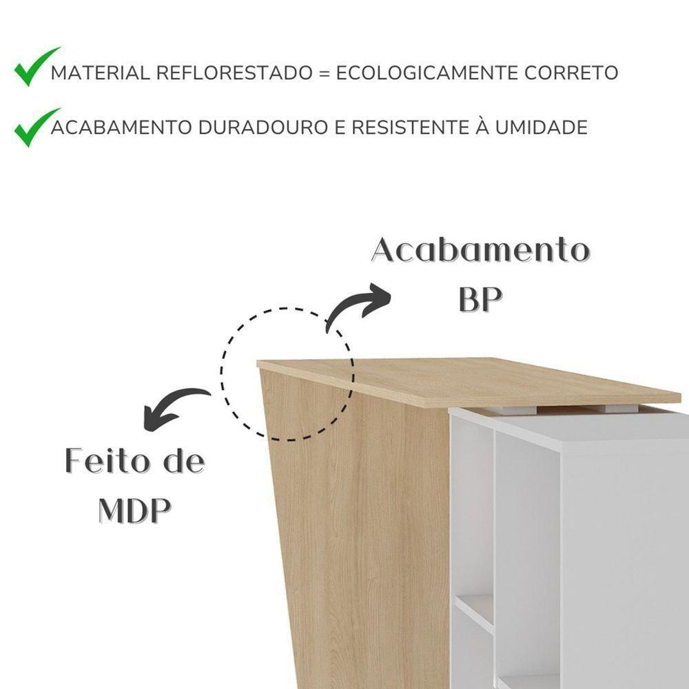 Mesa Escrivaninha Em L Com Nichos Duran Carvalho/branco - 9