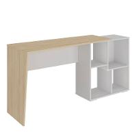 Mesa Escrivaninha Em L Com Nichos Duran Carvalho/branco - 1