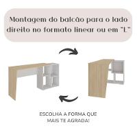 Mesa Escrivaninha Em L Com Nichos Duran Carvalho/branco - 2