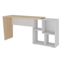 Mesa Escrivaninha Em L Com Nichos Duran Carvalho/branco - 5