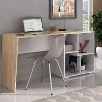 Mesa Escrivaninha Em L Com Nichos Duran Carvalho/branco - 10