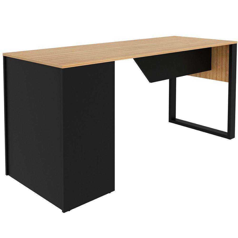 Mesa Para Escritório Com Armário Lateral 160 Cm Amêndoa/preto - 5