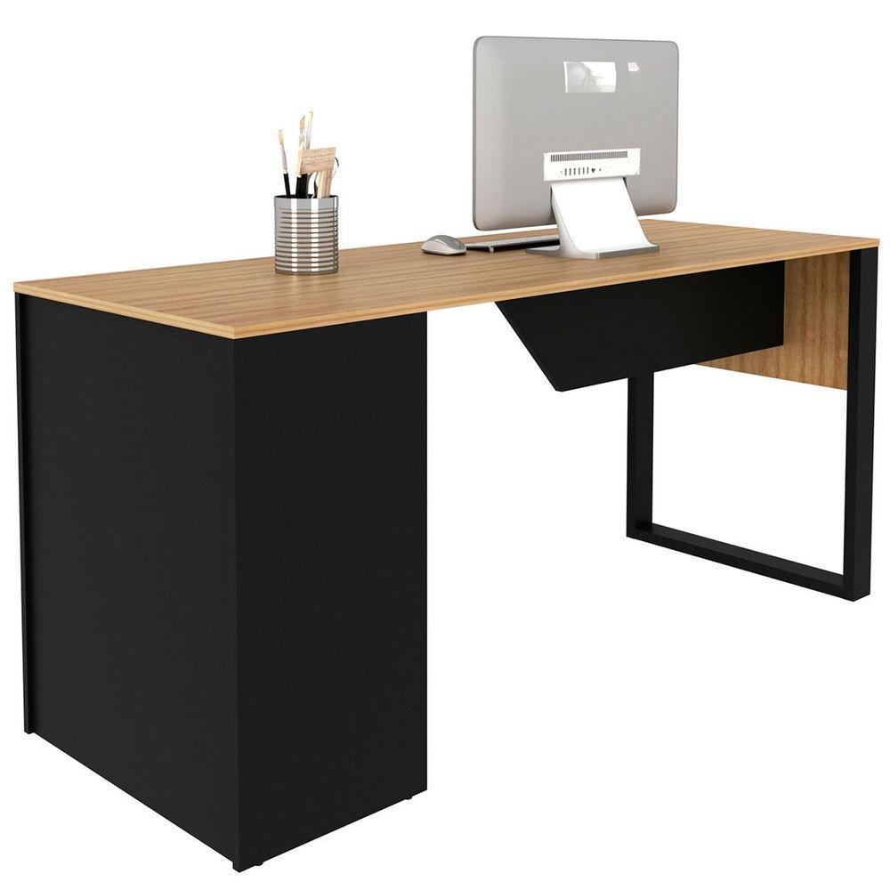 Mesa Para Escritório Com Armário Lateral 160 Cm Amêndoa/preto - 6