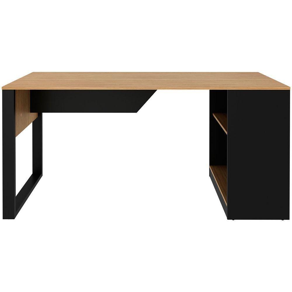 Mesa Para Escritório Com Armário Lateral 160 Cm Amêndoa/preto - 10