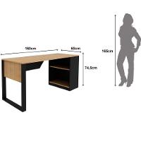 Mesa Para Escritório Com Armário Lateral 160 Cm Amêndoa/preto - 2