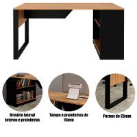 Mesa Para Escritório Com Armário Lateral 160 Cm Amêndoa/preto - 3