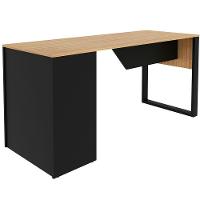 Mesa Para Escritório Com Armário Lateral 160 Cm Amêndoa/preto - 5