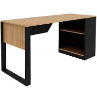 Mesa Para Escritório Com Armário Lateral 160 Cm Amêndoa/preto - 7