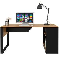 Mesa Para Escritório Com Armário Lateral 160 Cm Amêndoa/preto - 9