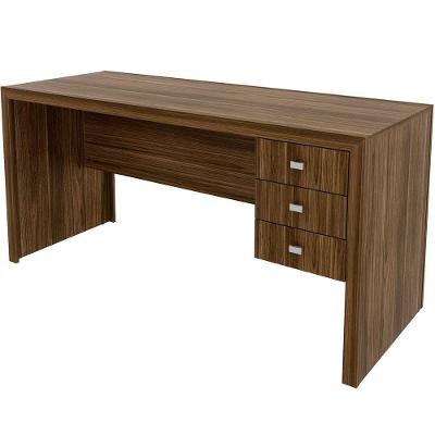 Mesa Para Escritório Reversível 155 Cm 3 Gavetas Nogal
