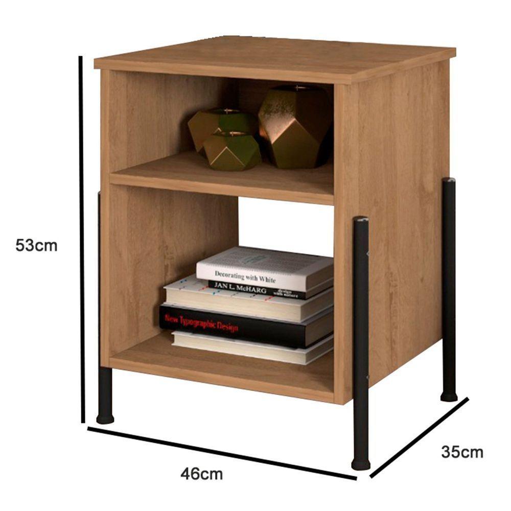 Mesa De Cabeceira Prateleiras Nichos Mdp Pés Aço Valentina New Preto / Demolição - 2