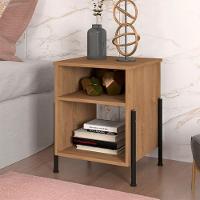 Mesa De Cabeceira Prateleiras Nichos Mdp Pés Aço Valentina New Preto / Demolição