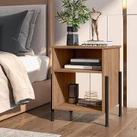 Mesa De Cabeceira Prateleiras Nichos Mdp Pés Aço Valentina New Preto / Demolição - 5