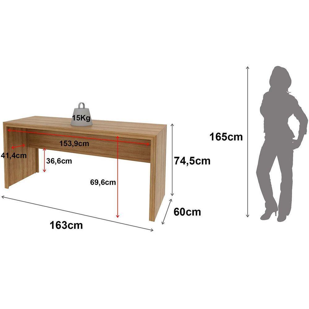 Mesa Para Escritório Escrivaninha 163 Cm Amêndoa - 4