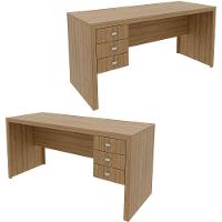 Mesa Para Escritório Reversível 155 Cm 3 Gavetas Amêndoa